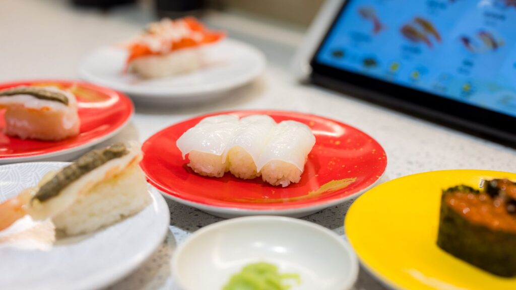 Conveyor belt sushi - many toppings